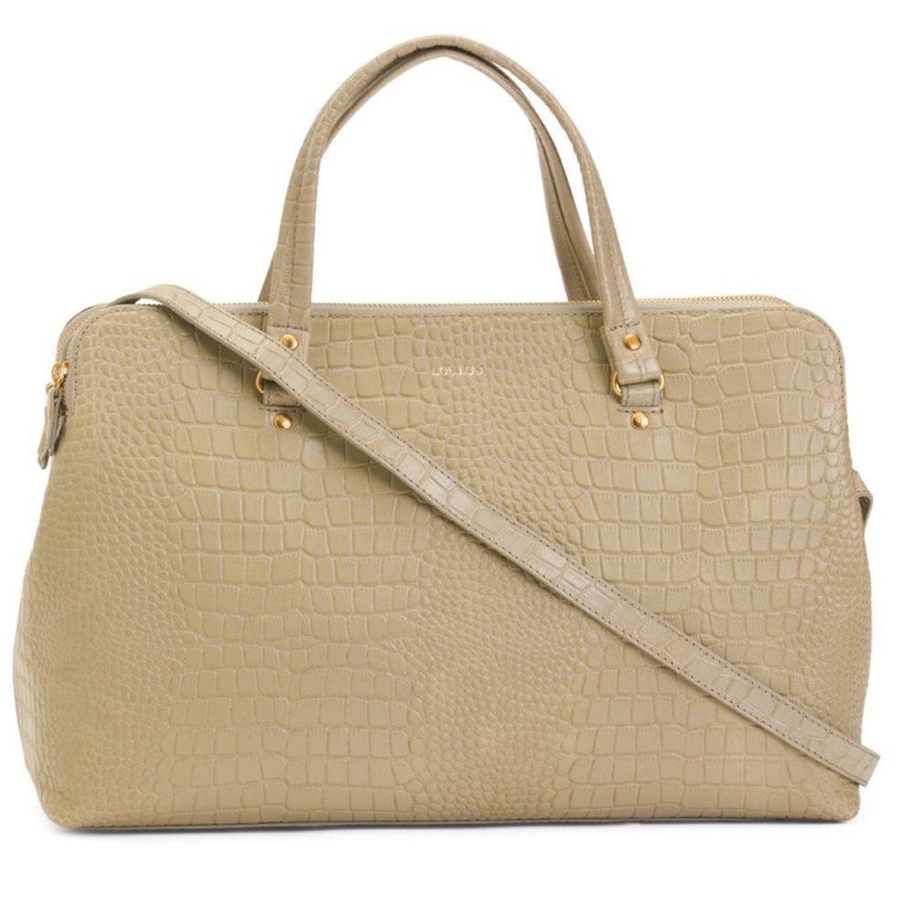 LouLou Leather Grey/Beige Crocodile-Embossed Handbag Satchel - Picture 8 of 11